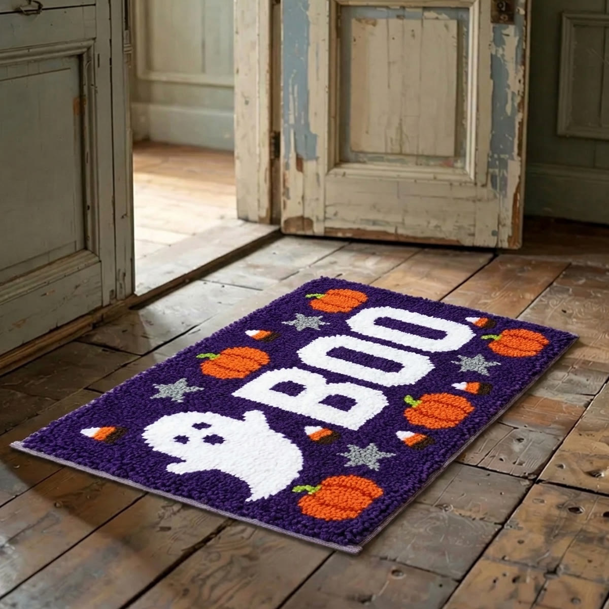Rubbyoo Latch Hook Rug Kit - Boo Ghost | Tufted Entryway Rug | Craetive Halloween Craft  - image 3