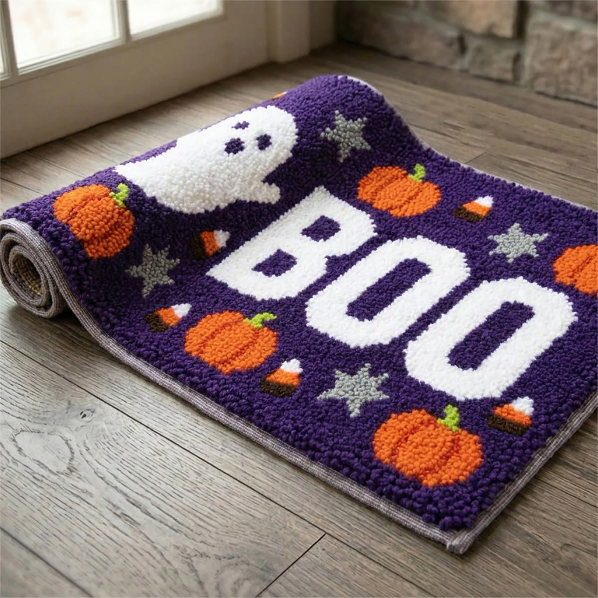 Rubbyoo Latch Hook Rug Kit - Boo Ghost | Tufted Entryway Rug | Craetive Halloween Craft  - image 6