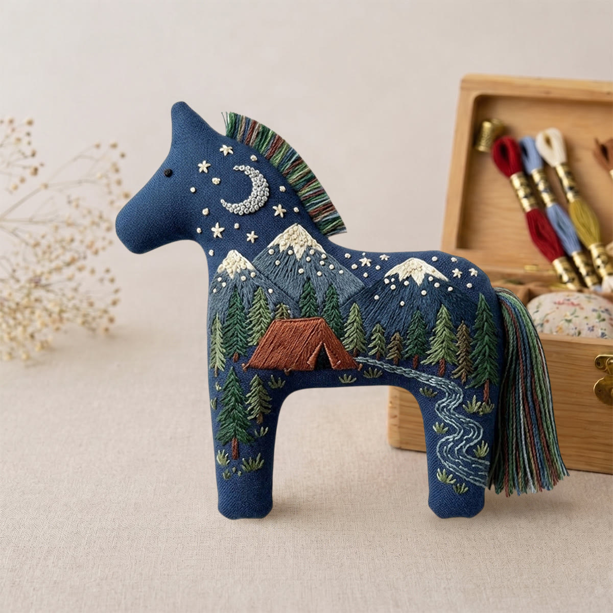 Rubbyoo Dala Horse Embroidery Kit - Snow-capped Mountains | Nature Lover Gift | DIY Handmade Craft - image 2