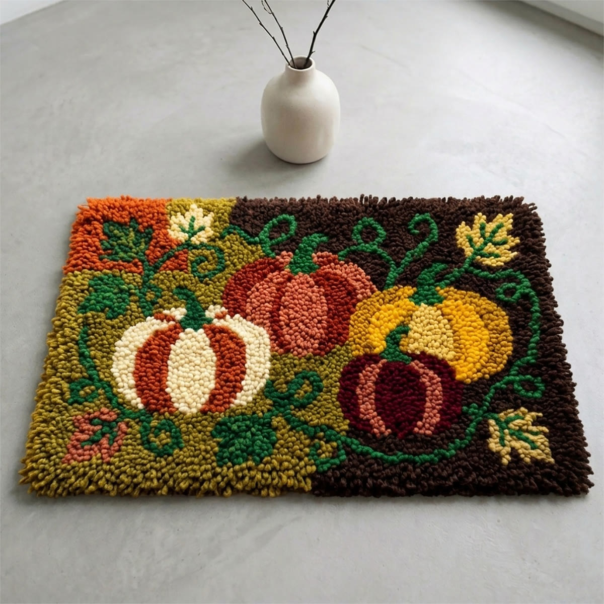 Rubbyoo Latch Hook Rug Kit - Autumn Pumpkin | Special Halloween Doormat | Thanksgiving Handmade Gift  - image 4