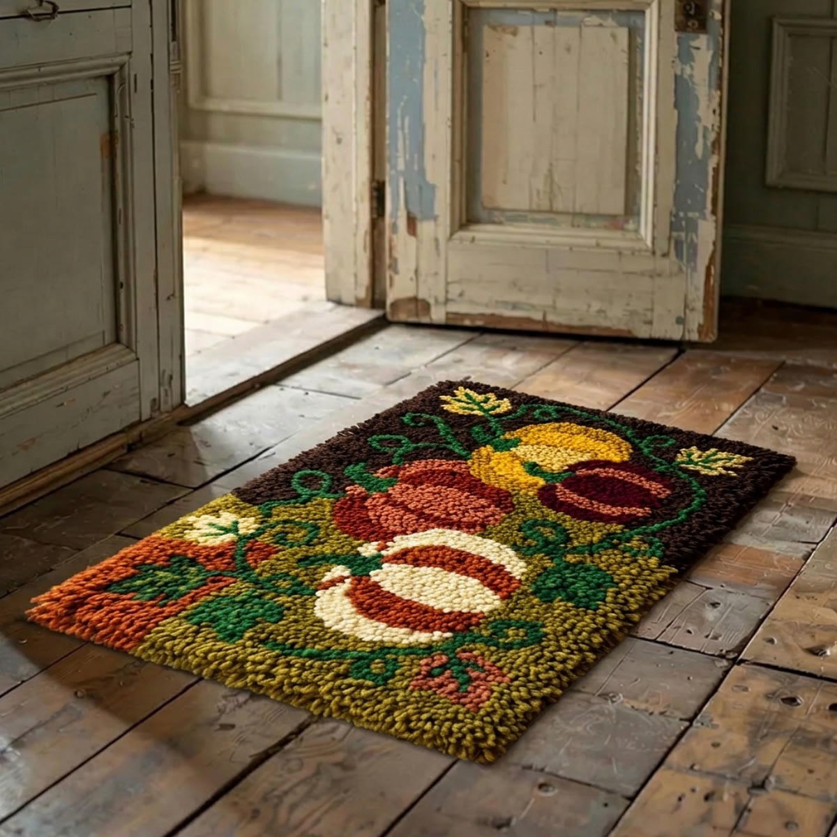 Rubbyoo Latch Hook Rug Kit - Autumn Pumpkin | Special Halloween Doormat | Thanksgiving Handmade Gift  - image 3