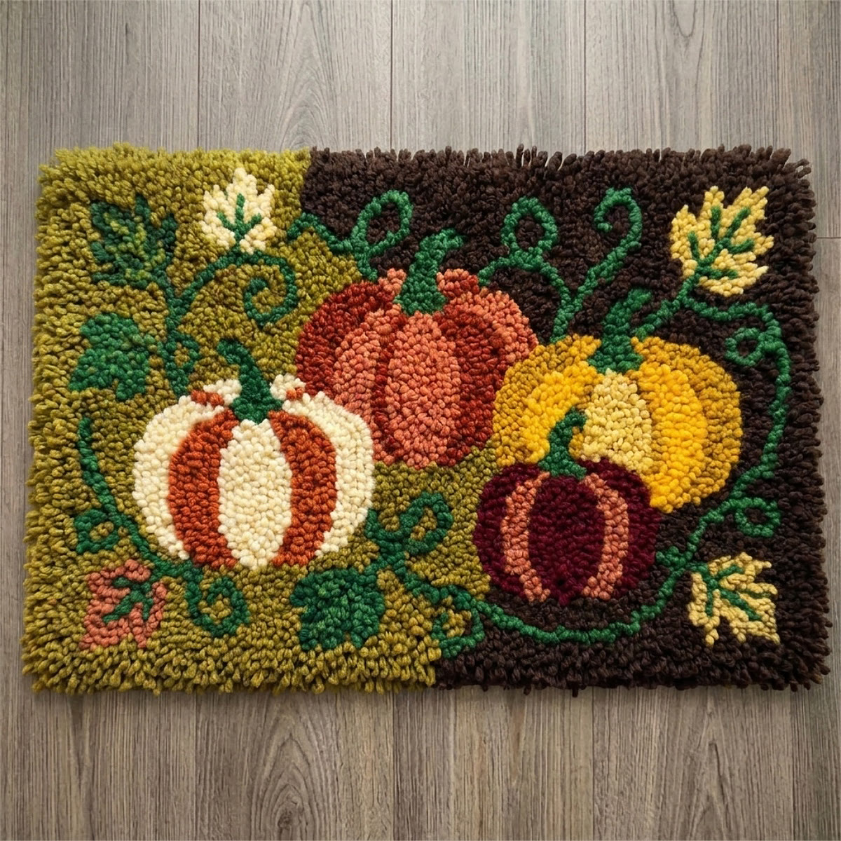 Rubbyoo Latch Hook Rug Kit - Autumn Pumpkin | Special Halloween Doormat | Thanksgiving Handmade Gift  - 75x50cm - image 1