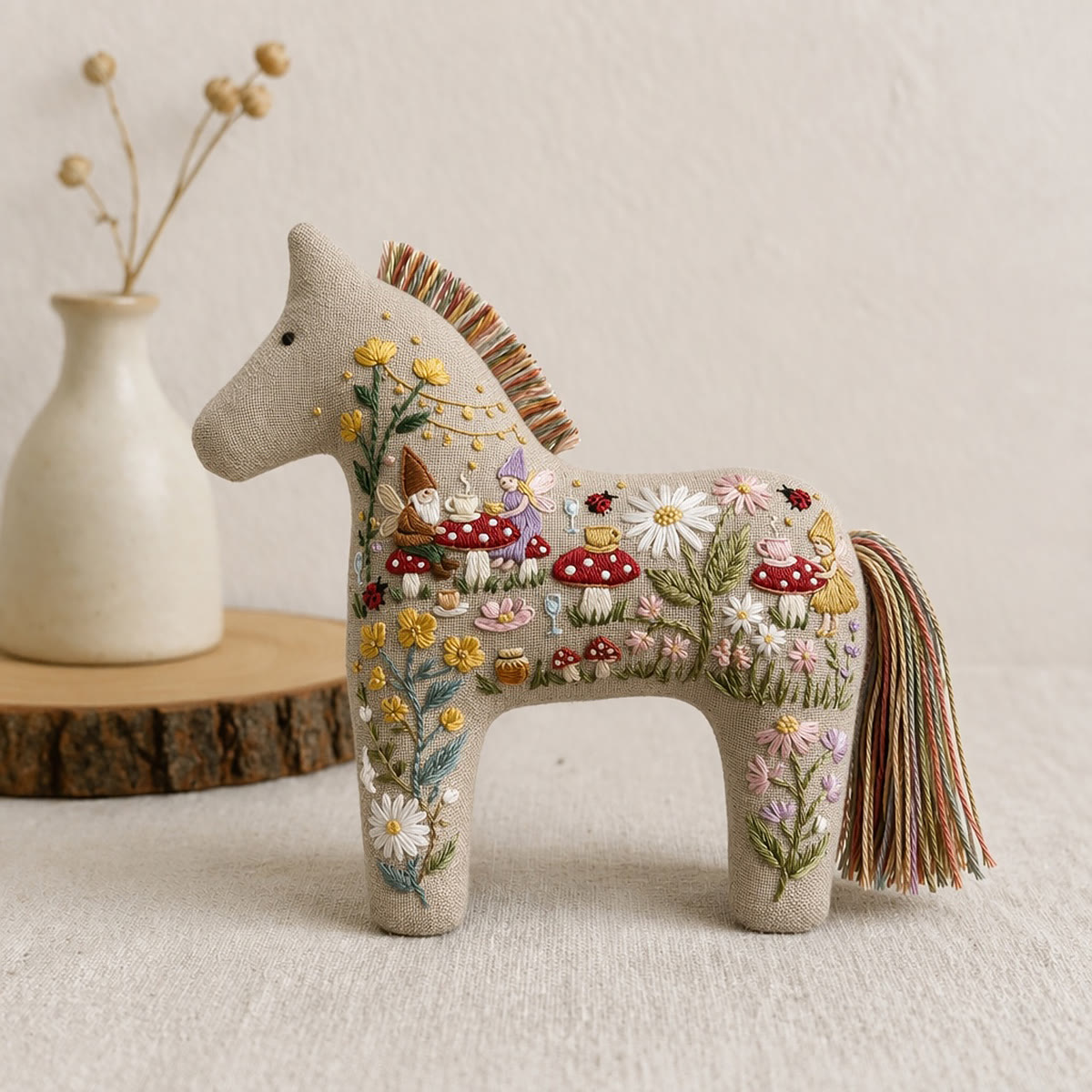 Rubbyoo Dala Horse Embroidery Kit - Garden Gnome | Whimsical Gift For Her | Handmade Bag Pendant - image 2