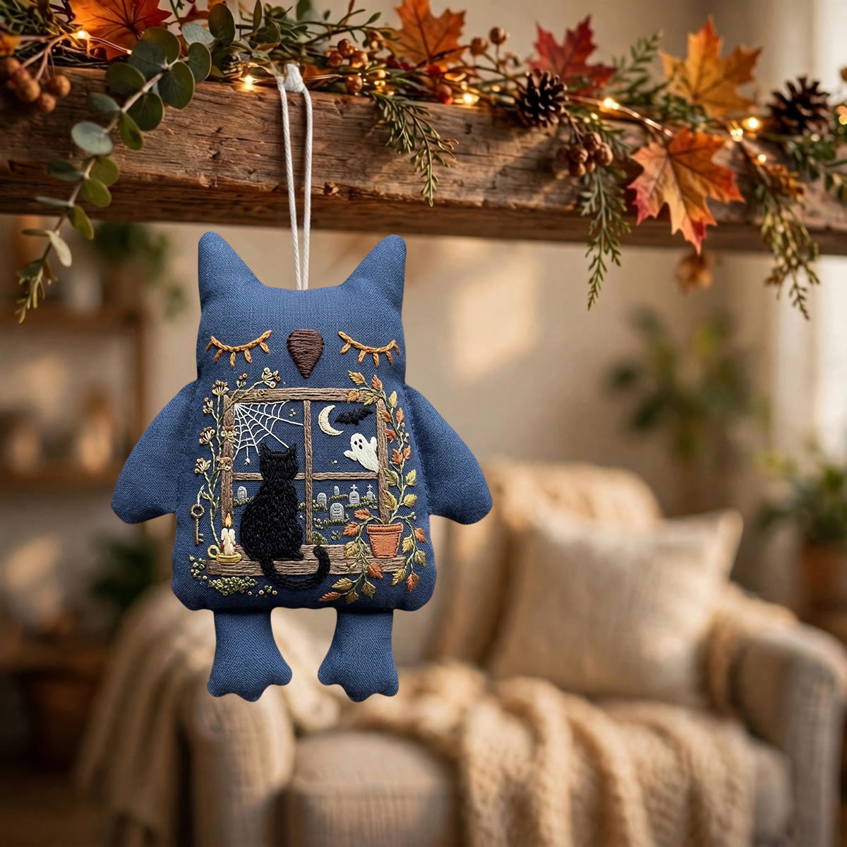 Rubbyoo Owl Embroidery Kit - Black Cat On Window Sill | Handmade Craft | Halloween Home Decor - image 3