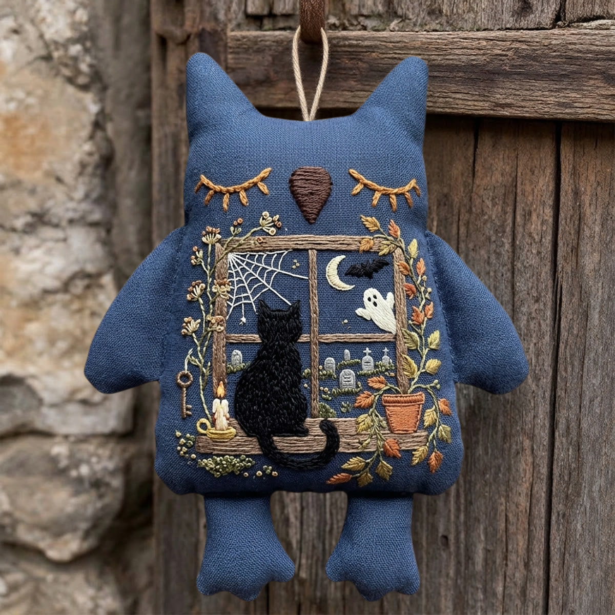 Rubbyoo Owl Embroidery Kit - Black Cat On Window Sill | Handmade Craft | Halloween Home Decor - image 2