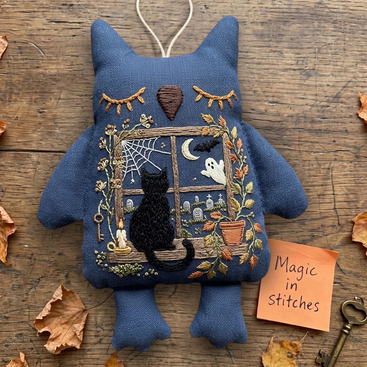 Rubbyoo Owl Embroidery Kit - Black Cat On Window Sill | Handmade Craft | Halloween Home Decor - image 5