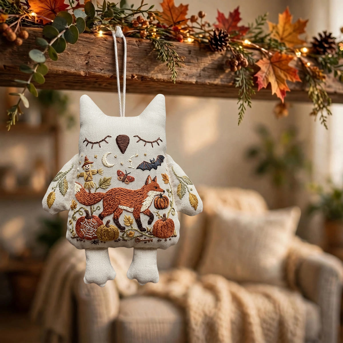 Rubbyoo Owl Embroidery Kit - Woodland Red Fox | Handcrafted Art Gift | Cozy Living Room Hanger - image 4