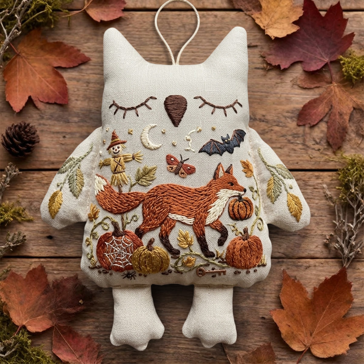 Rubbyoo Owl Embroidery Kit - Woodland Red Fox | Handcrafted Art Gift | Cozy Living Room Hanger - 6 inches hoop kit - image 1