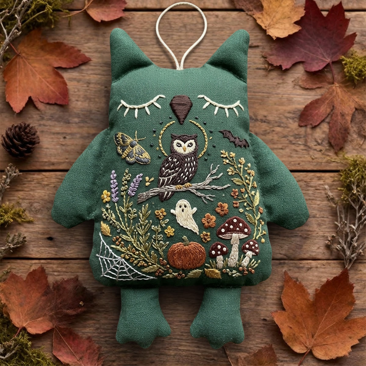 Rubbyoo Owl Embroidery Kit - Owl On Branch | Witchy Halloween Gift | Needlework Cushion Hanger - 6 inches hoop kit - image 1