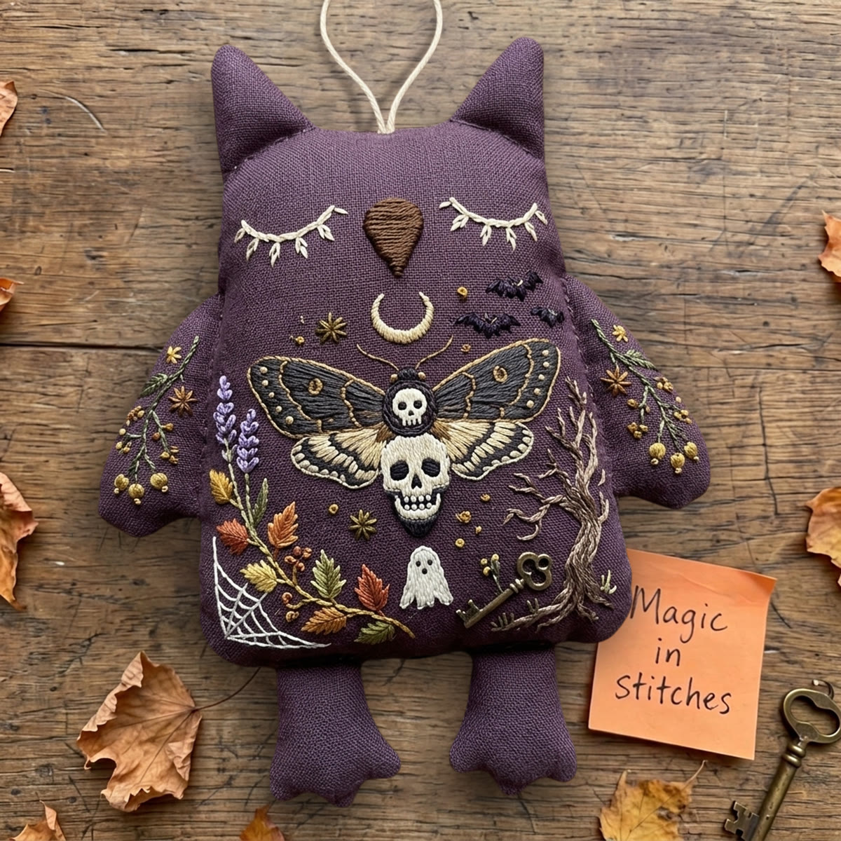 Rubbyoo Owl Embroidery Kit - Death's-head Hawkmoth | Gift For Goths | Hanging Wall Art  - image 3