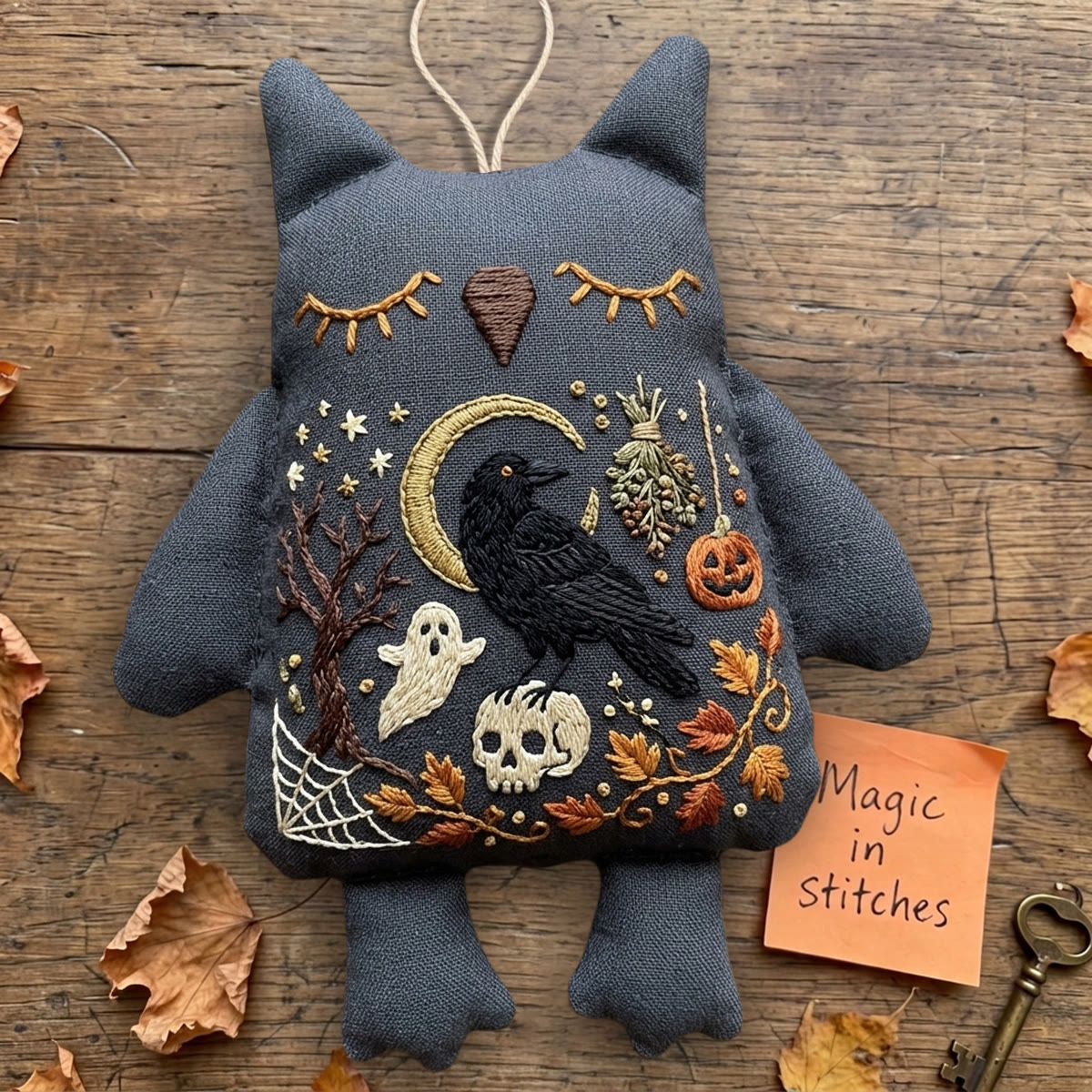 Rubbyoo Owl Embroidery Kit - Crow On Skull | Halloween Gift | Dark Academia Room Decor - image 4