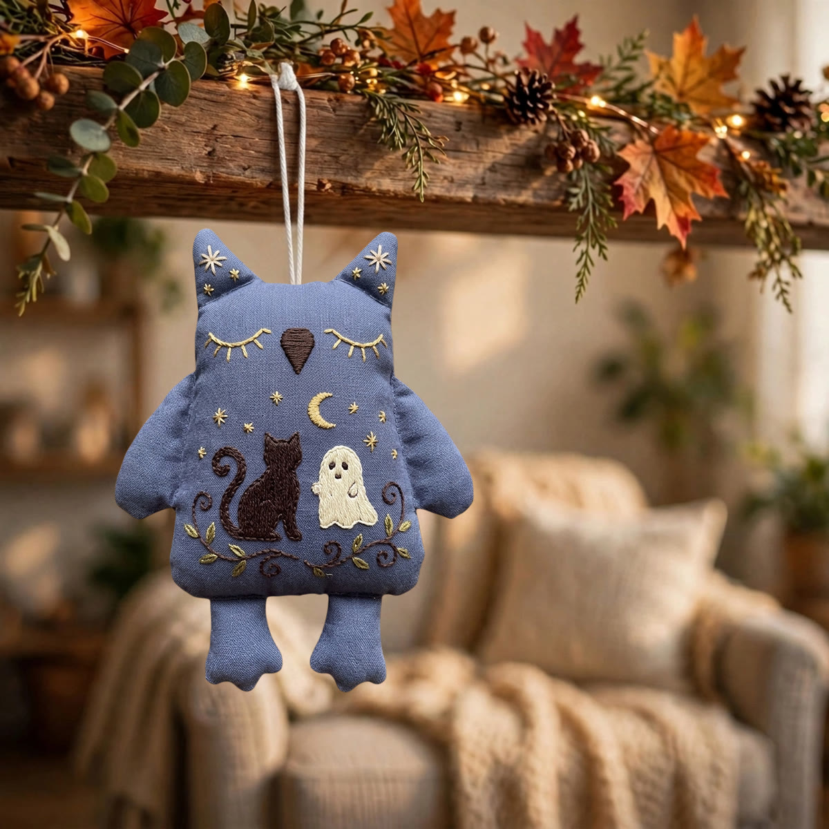 Rubbyoo Owl Embroidery Kit - Black Cat And Ghost | Spooky Cute Gift | Whimsical Goth Decor - image 6