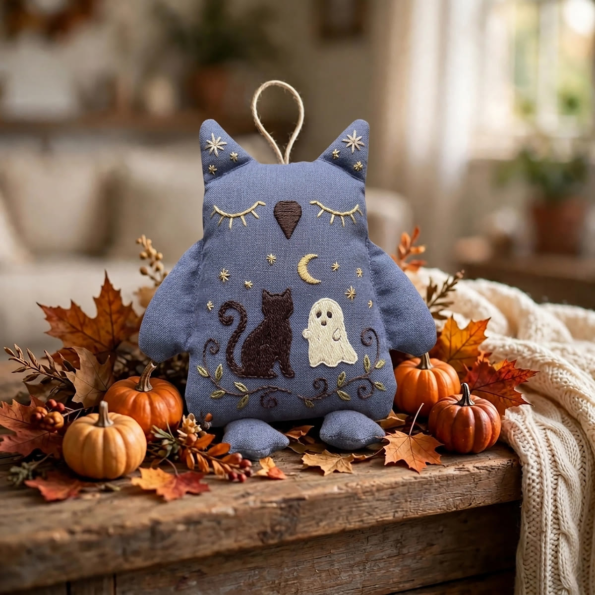 Rubbyoo Owl Embroidery Kit - Black Cat And Ghost | Spooky Cute Gift | Whimsical Goth Decor - image 5