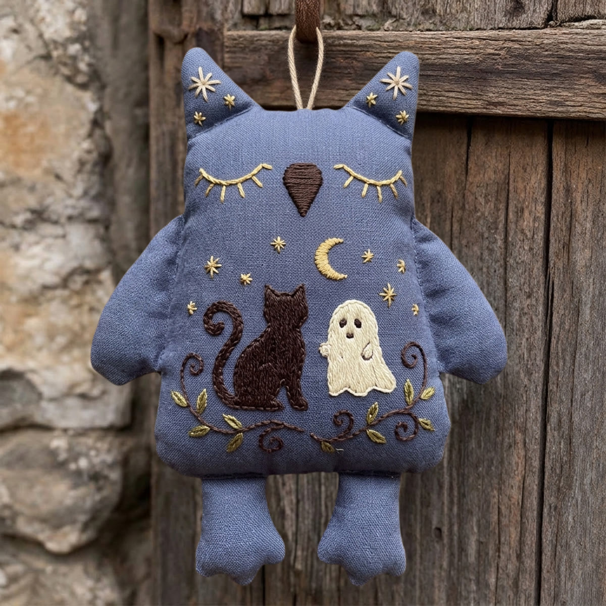 Rubbyoo Owl Embroidery Kit - Black Cat And Ghost | Spooky Cute Gift | Whimsical Goth Decor - image 2