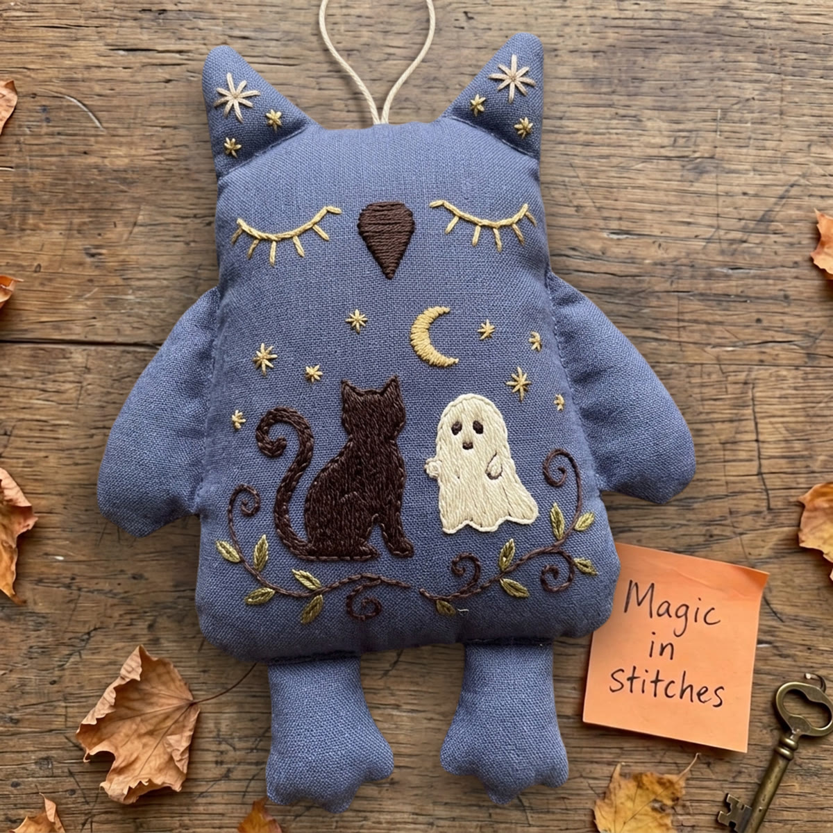 Rubbyoo Owl Embroidery Kit - Black Cat And Ghost | Spooky Cute Gift | Whimsical Goth Decor - image 3
