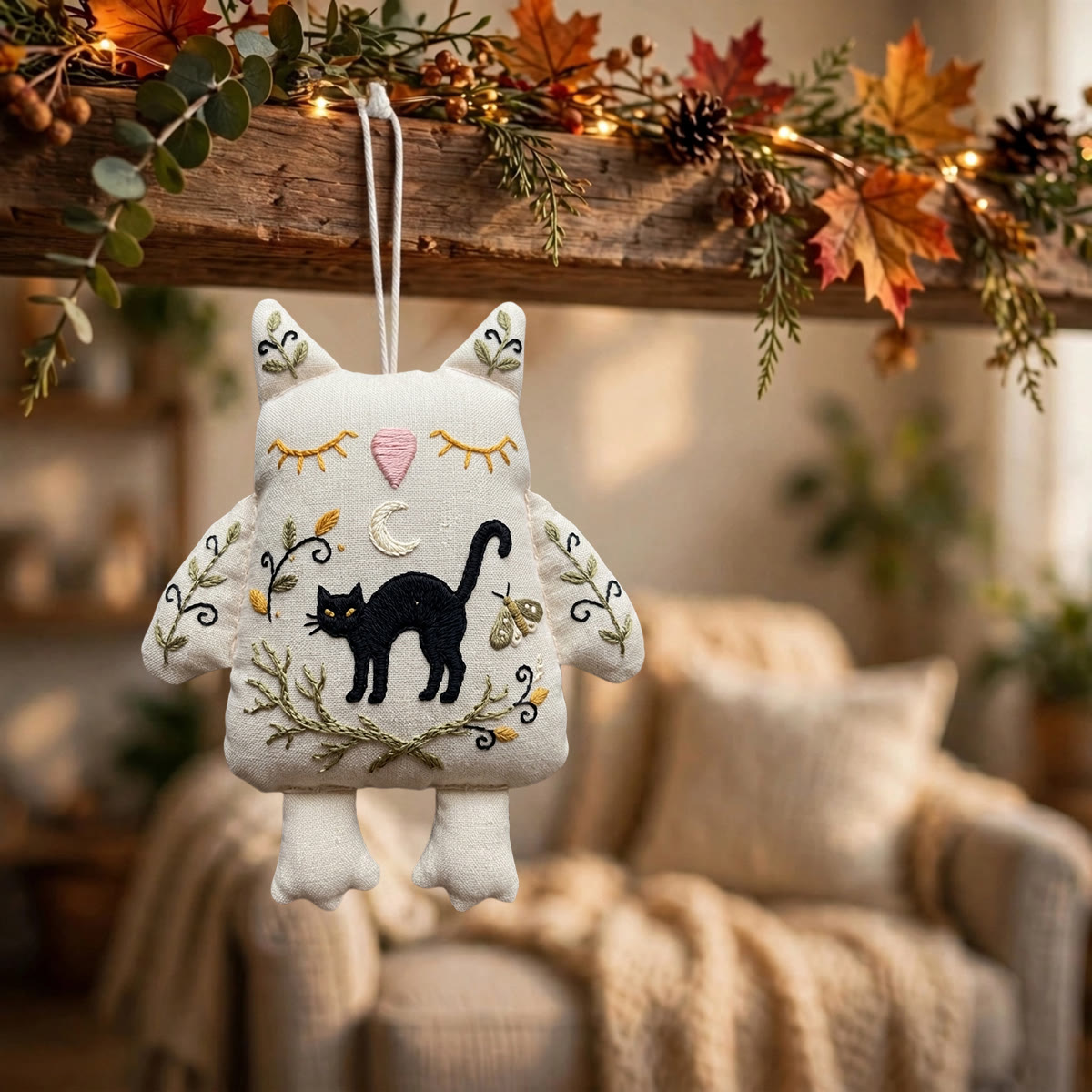 Rubbyoo Owl Embroidery Kit - Arching Black Cat | Gift For Owl Lovers | Minimalist Halloween Decor - image 5