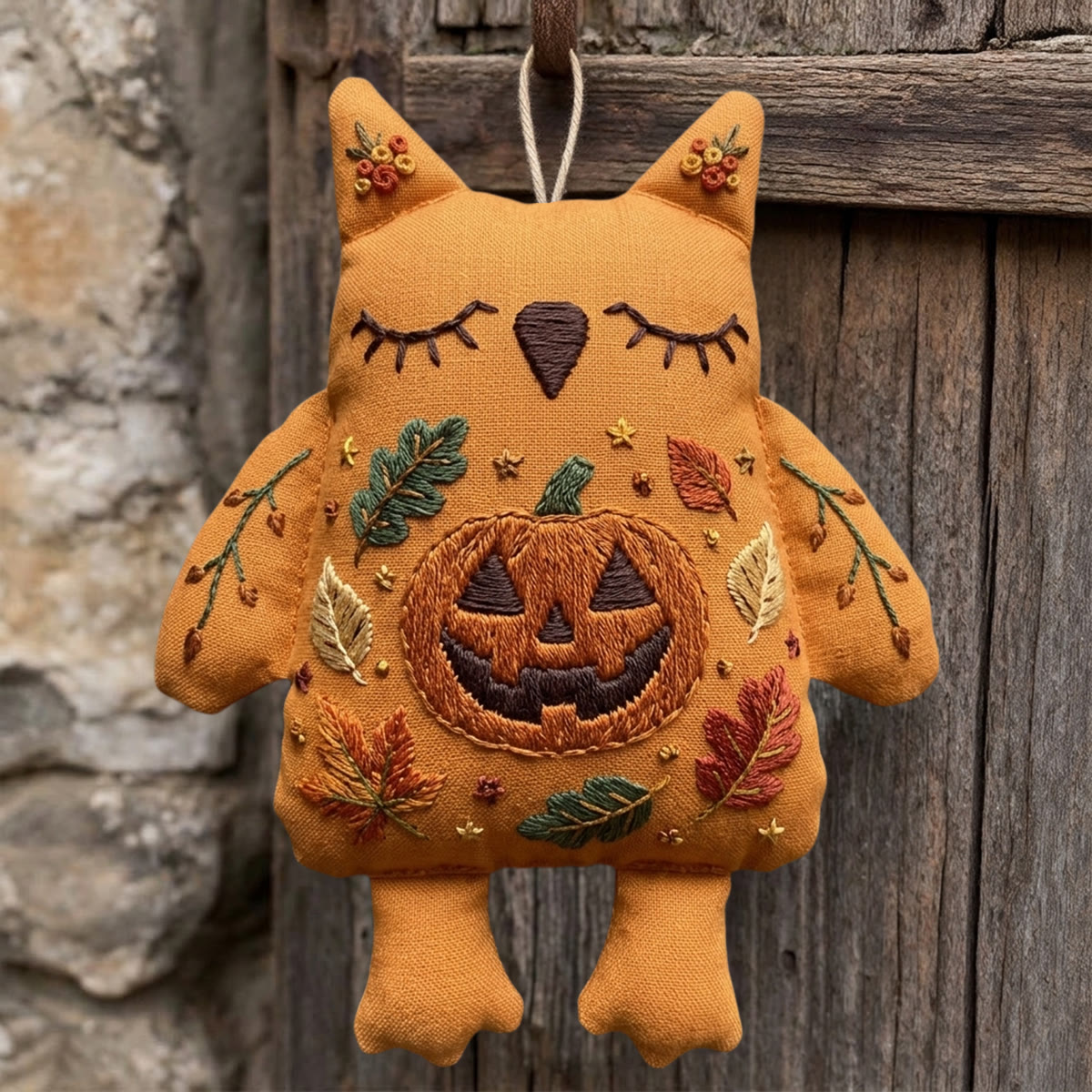 Rubbyoo Owl Embroidery Kit - Carved Pumpkin | Handcrafted Art Keepsake | Cottagecore Autumn Wall Decor - image 2