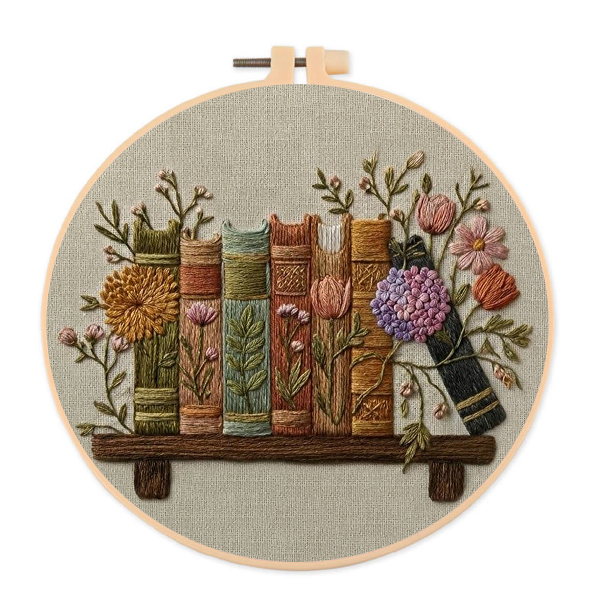 Rubbyoo Embroidery Kit - Garden Of Books | Perfect Keepsake For Book Lovers | Unique Reading Hobby Handicraft - 20*20cm - image 1