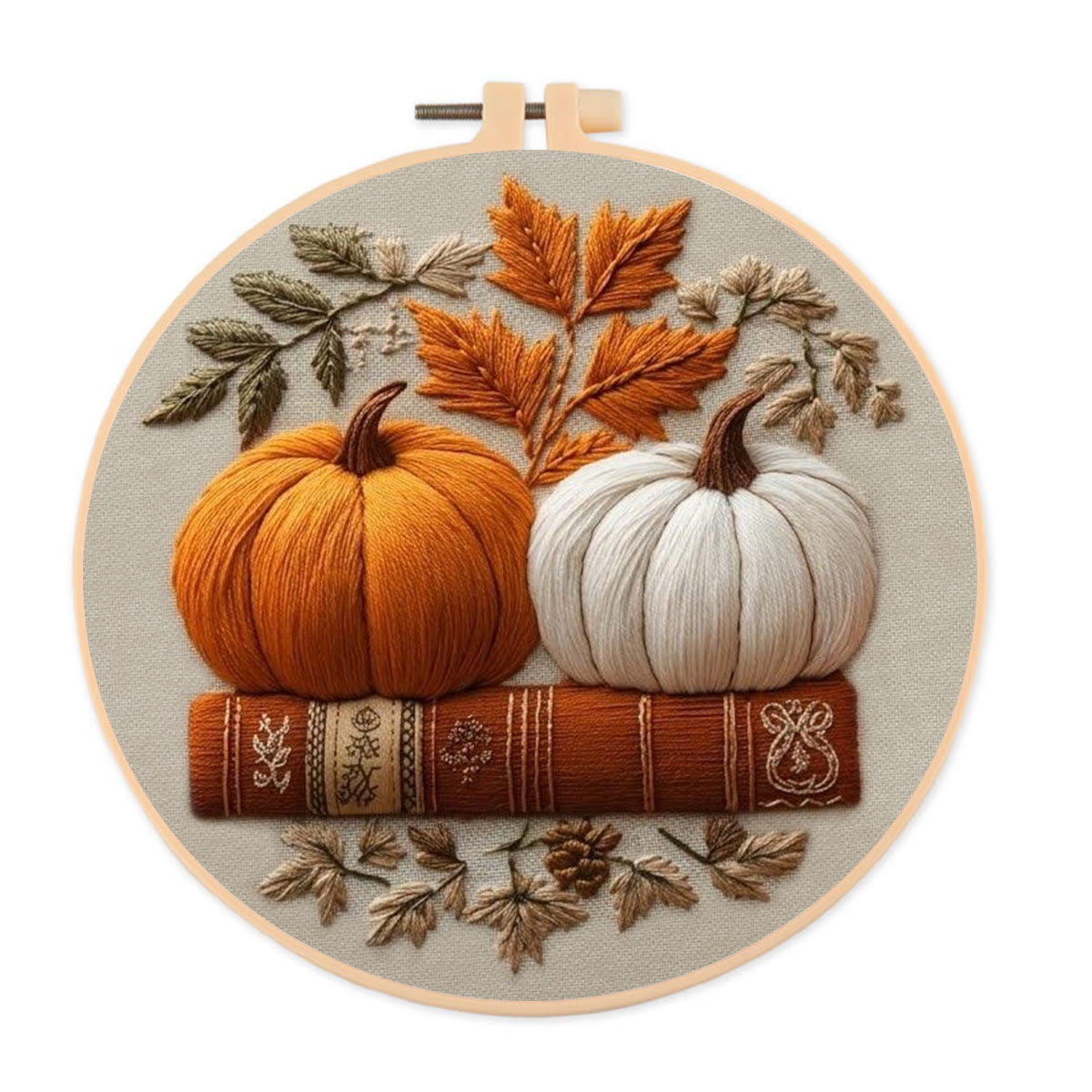 Rubbyoo Embroidery Kit - Pumpkin Story Book | DIY Present For Bookish Friend | Autumn Seasonal Room Accent - 20*20cm - image 1