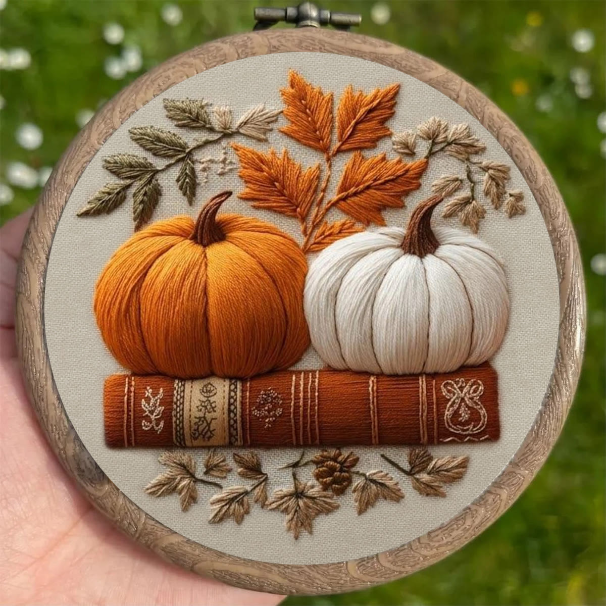 Rubbyoo Embroidery Kit - Pumpkin Story Book | DIY Present For Bookish Friend | Autumn Seasonal Room Accent - image 2