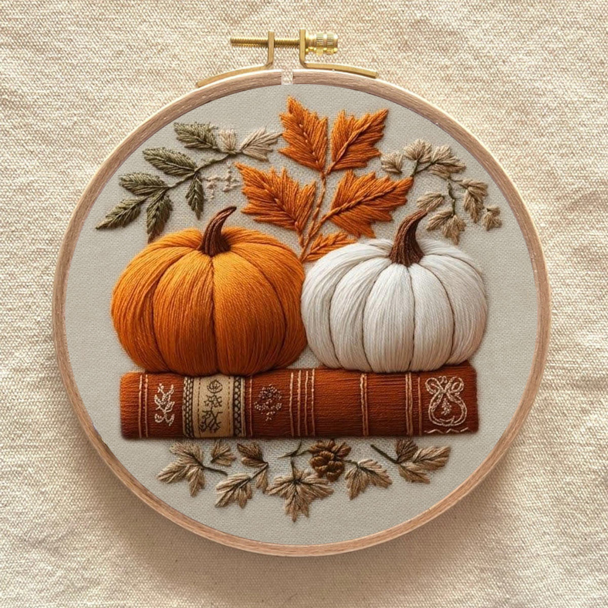 Rubbyoo Embroidery Kit - Pumpkin Story Book | DIY Present For Bookish Friend | Autumn Seasonal Room Accent - image 3