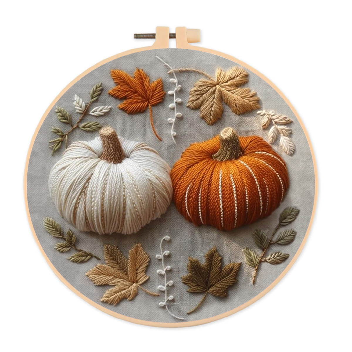 Rubbyoo Embroidery Kit - Pumpkin's Fall | Exquisite Pumpkin Texture Pattern | Elegant Botanical Style Needlework - 20*20cm - image 1