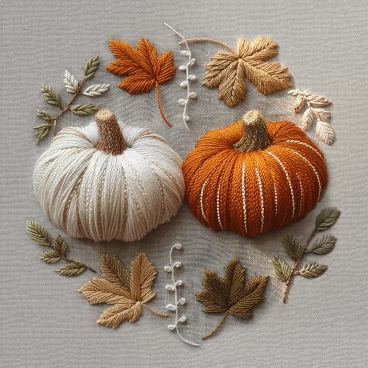 Rubbyoo Embroidery Kit - Pumpkin's Fall | Exquisite Pumpkin Texture Pattern | Elegant Botanical Style Needlework - image 2