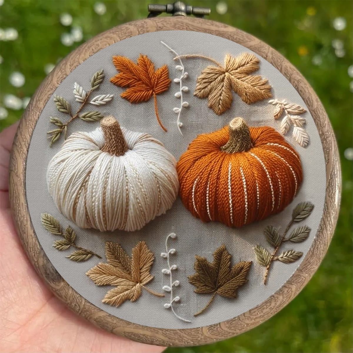 Rubbyoo Embroidery Kit - Pumpkin's Fall | Exquisite Pumpkin Texture Pattern | Elegant Botanical Style Needlework - image 4
