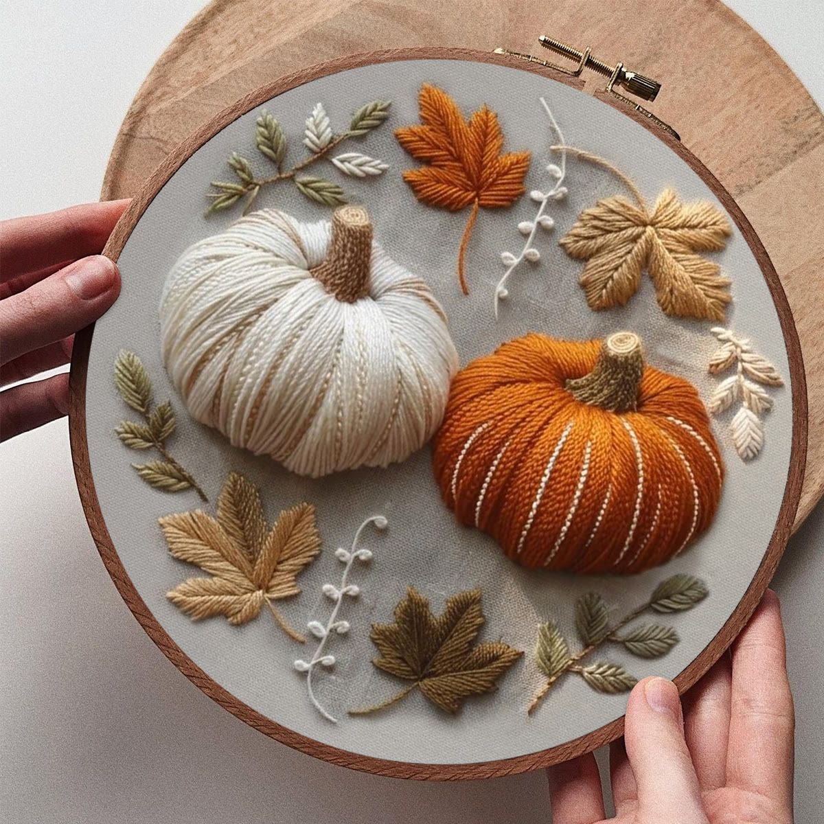Rubbyoo Embroidery Kit - Pumpkin's Fall | Exquisite Pumpkin Texture Pattern | Elegant Botanical Style Needlework - image 6