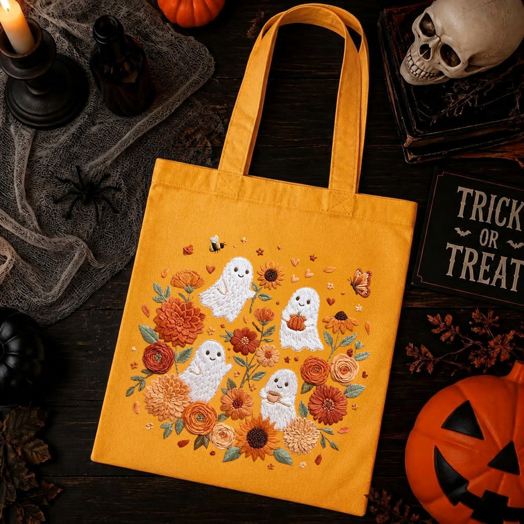 Rubbyoo Embroidery Tote Bag Kit - Ghostly Frolic | Halloween Floral Craft | Perfect For Handmade Beginners  - image 6