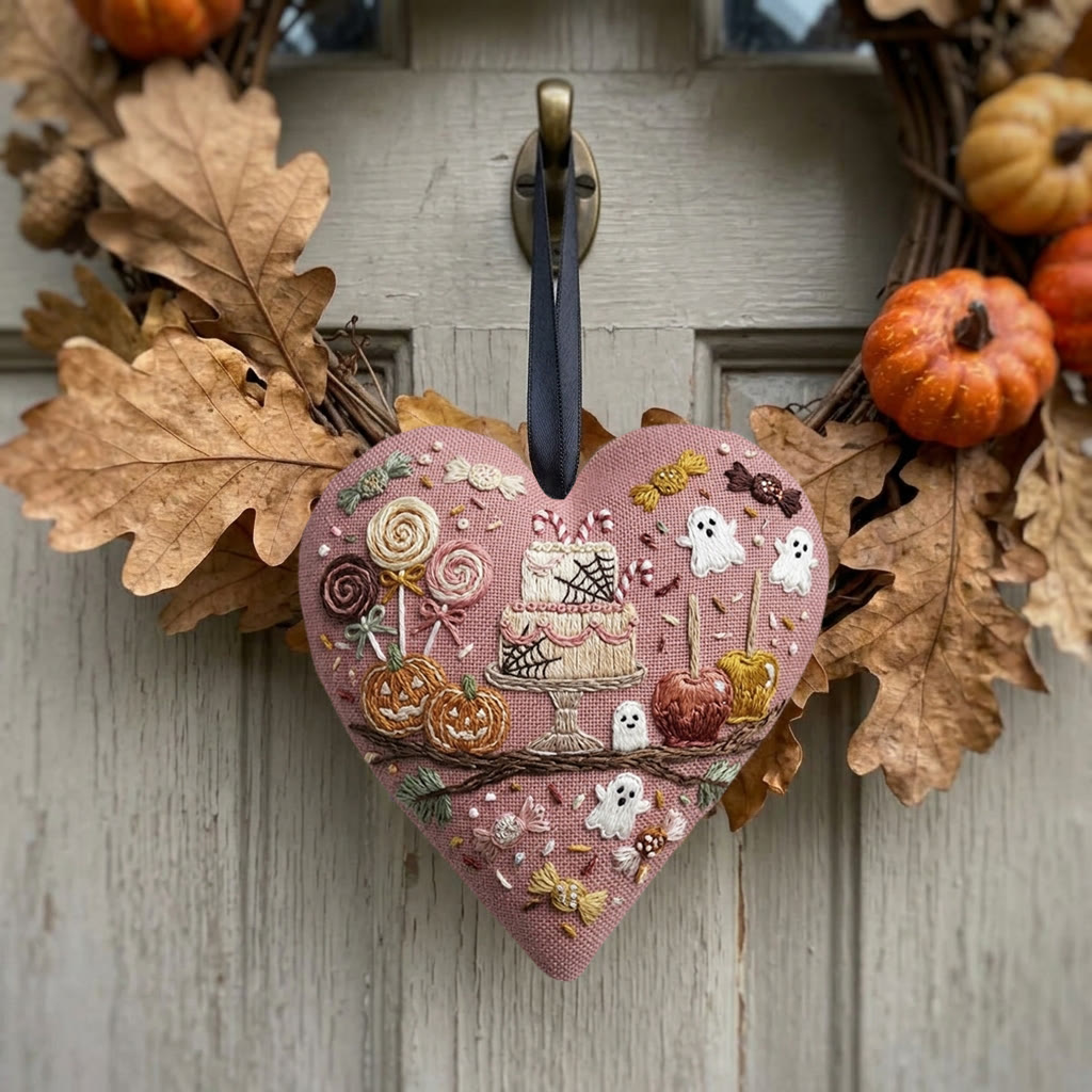Rubbyoo Heart Embroidery Kit - Spiderweb Cake | Trick-or-treat Gift | Halloween Party Decor - image 2