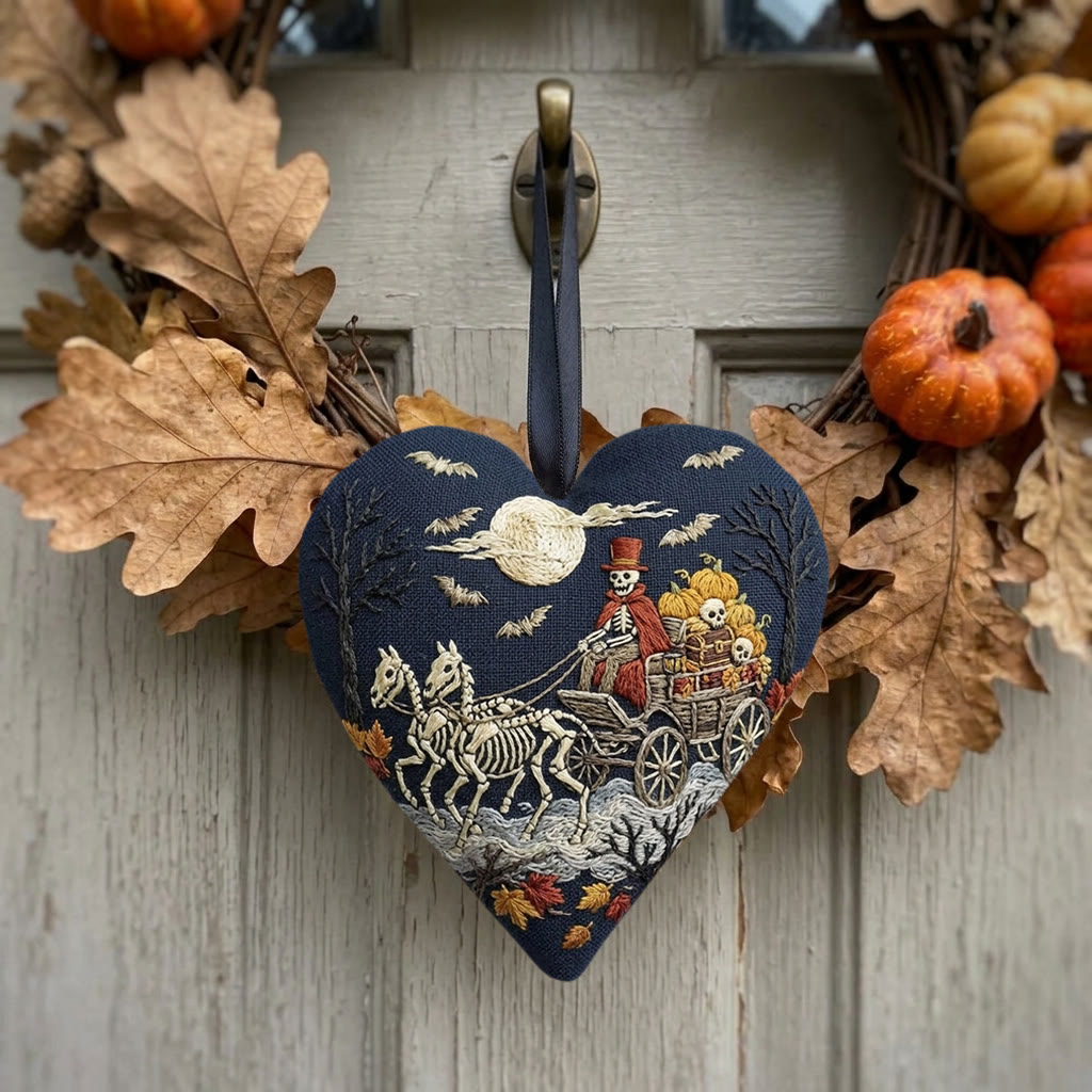 Rubbyoo Heart Embroidery Kit - Skeleton Driver | Halloween Gift | Gothic Home Decor - image 2