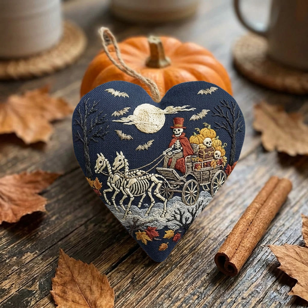 Rubbyoo Heart Embroidery Kit - Skeleton Driver | Halloween Gift | Gothic Home Decor - image 4