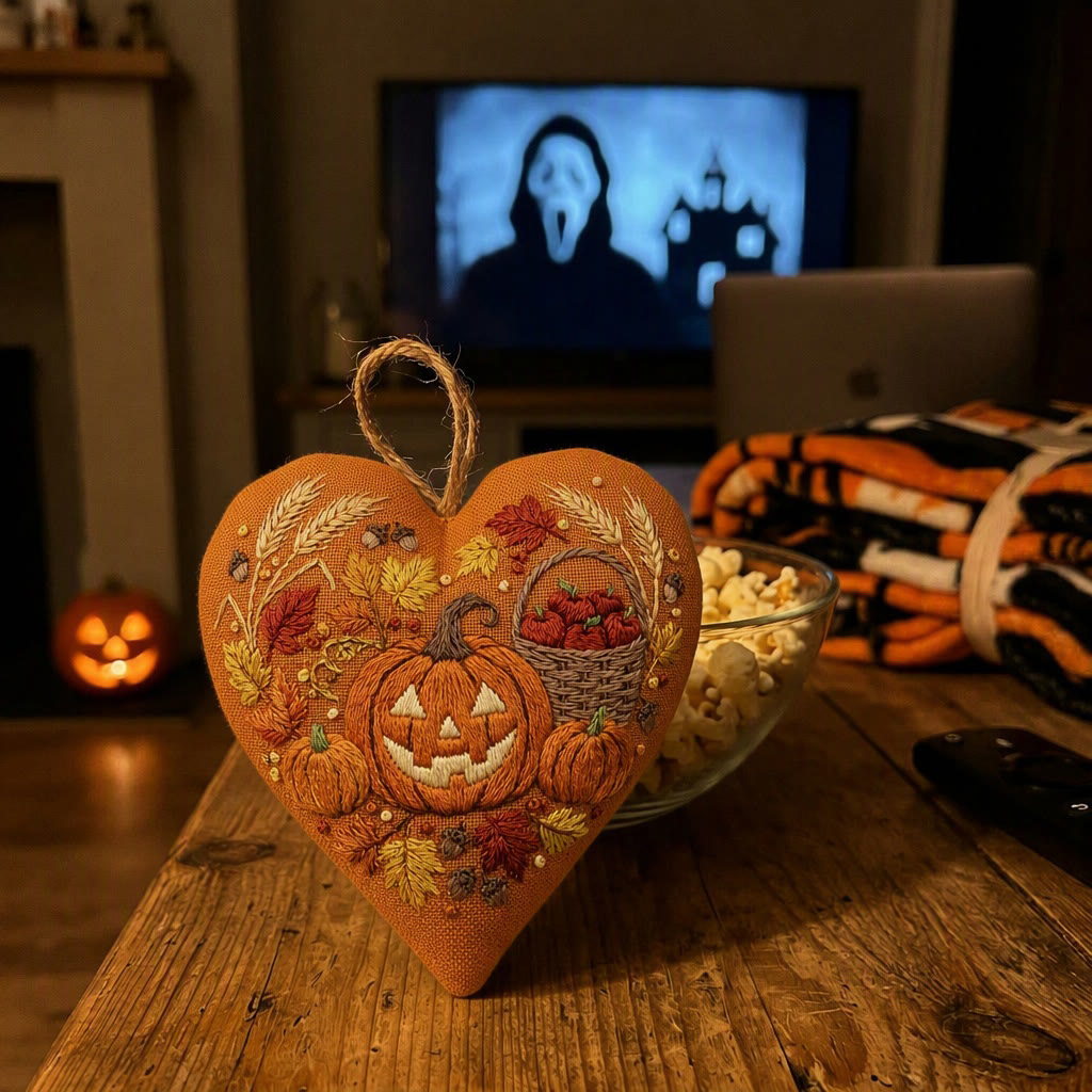 Rubbyoo Heart Embroidery Kit - Smiling Pumpkin | Fall Birthday Gift | Cozy Halloween Decor - image 6