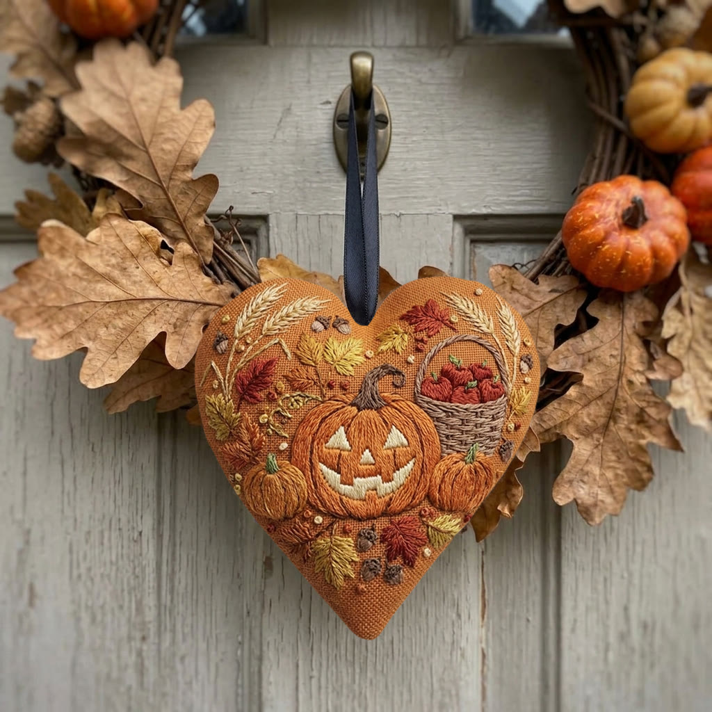 Rubbyoo Heart Embroidery Kit - Smiling Pumpkin | Fall Birthday Gift | Cozy Halloween Decor - image 2
