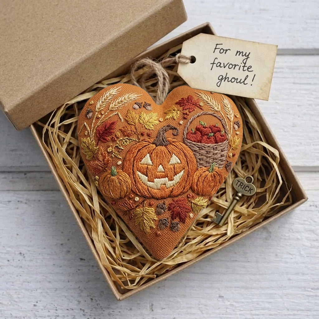 Rubbyoo Heart Embroidery Kit - Smiling Pumpkin | Fall Birthday Gift | Cozy Halloween Decor - image 5