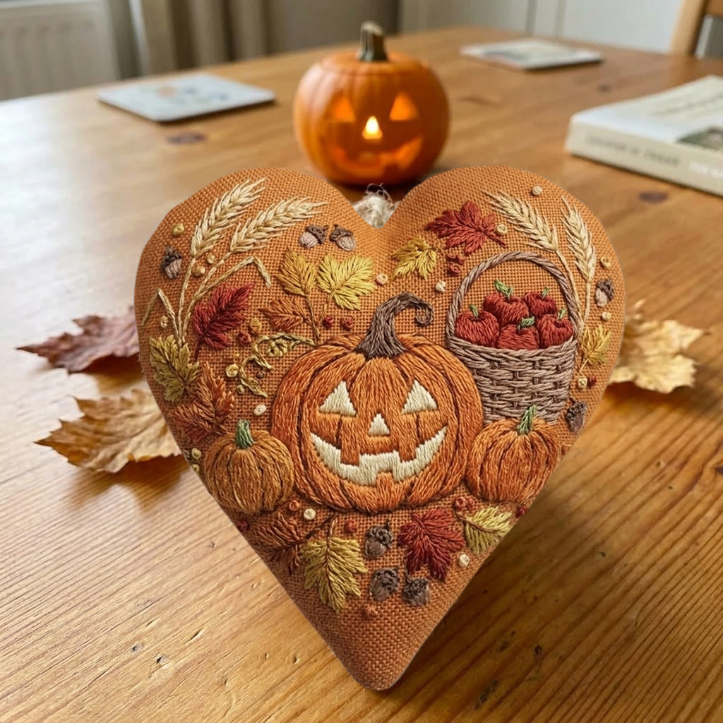 Rubbyoo Heart Embroidery Kit - Smiling Pumpkin | Fall Birthday Gift | Cozy Halloween Decor - image 4