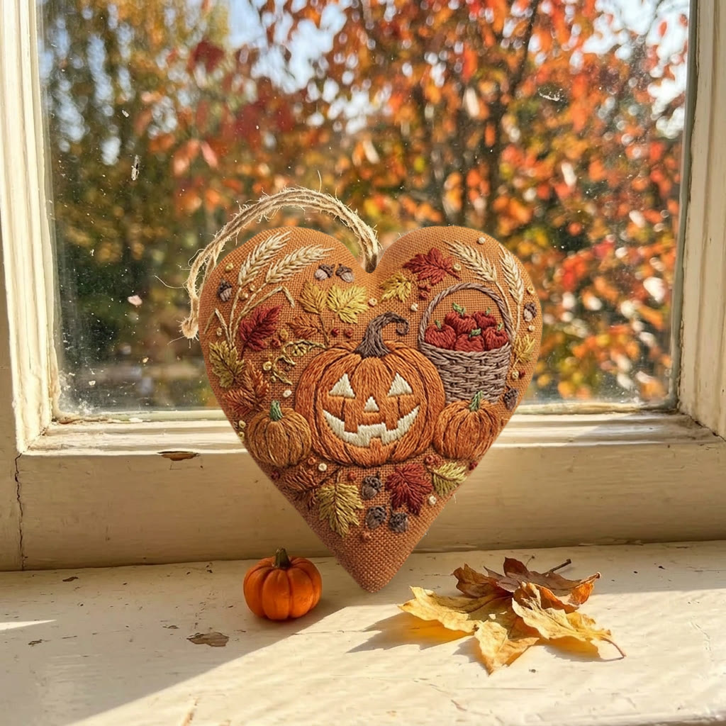 Rubbyoo Heart Embroidery Kit - Smiling Pumpkin | Fall Birthday Gift | Cozy Halloween Decor - image 7