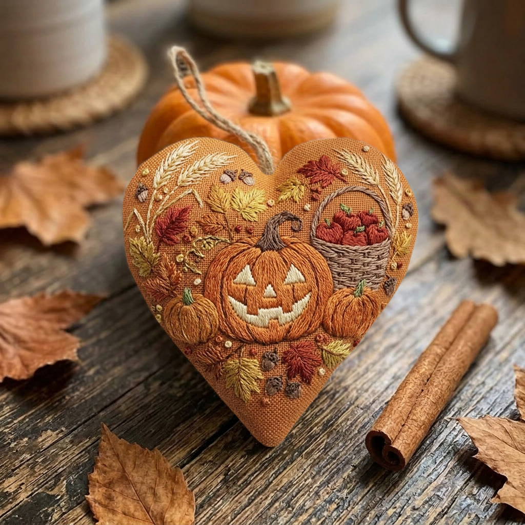 Rubbyoo Heart Embroidery Kit - Smiling Pumpkin | Fall Birthday Gift | Cozy Halloween Decor - image 3