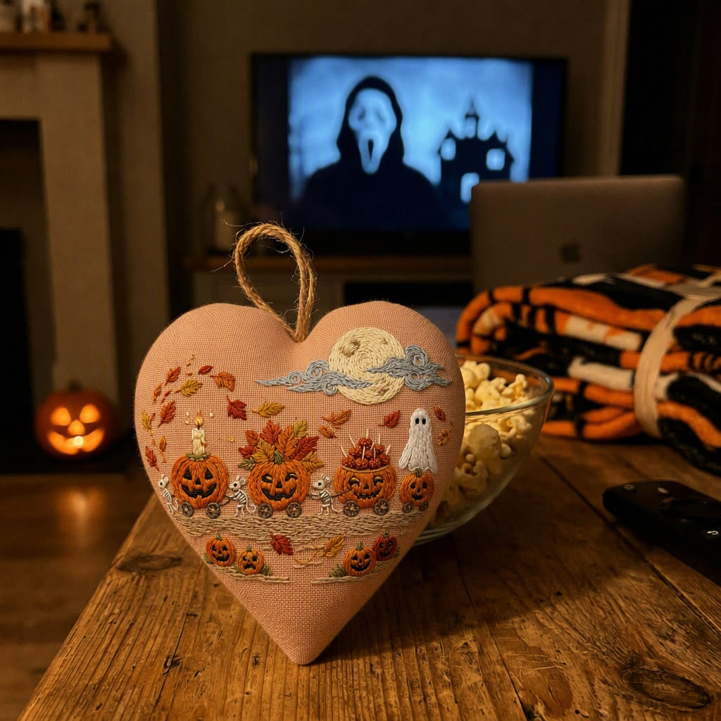Rubbyoo Heart Embroidery Kit - Pumpkin Train | Gift For Friend |  Spooky Cute Bag Accessory - image 6