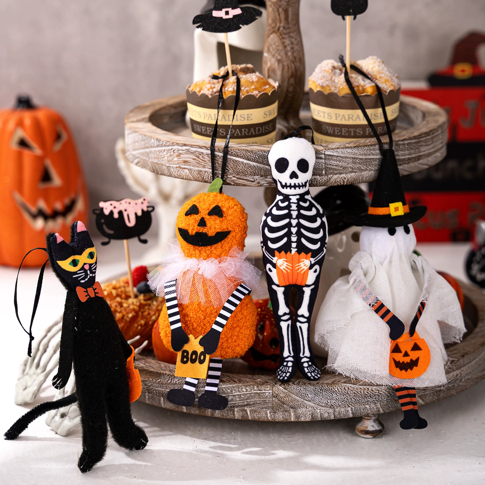 Rubbyoo 4pcs Halloween Hanging Ornaments - Spooky Day | Decorative Hanging Pendant | Unique Autumn Art Craft   - image 2
