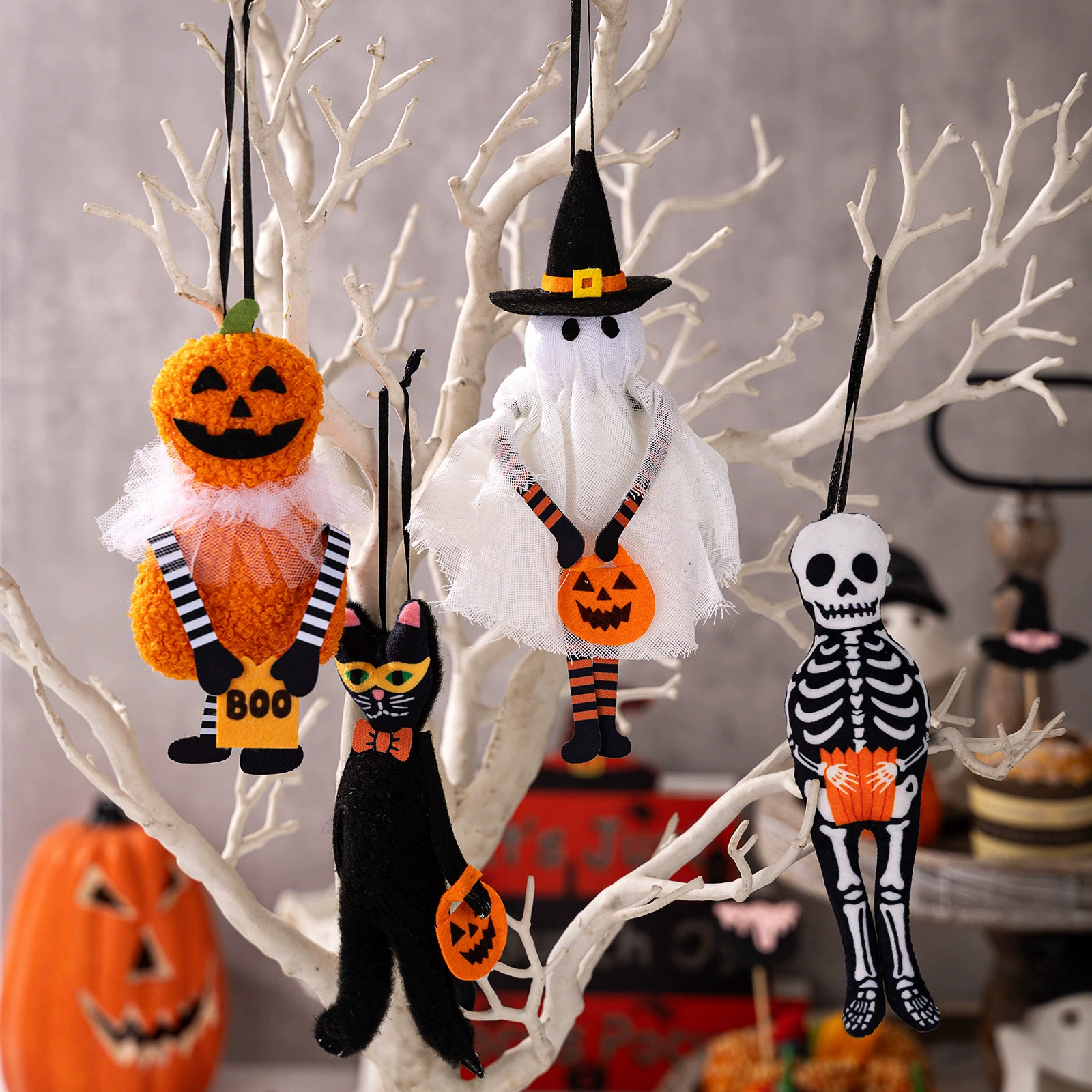 Rubbyoo 4pcs Halloween Hanging Ornaments - Spooky Day | Decorative Hanging Pendant | Unique Autumn Art Craft   - Halloween Bundle Set - image 1