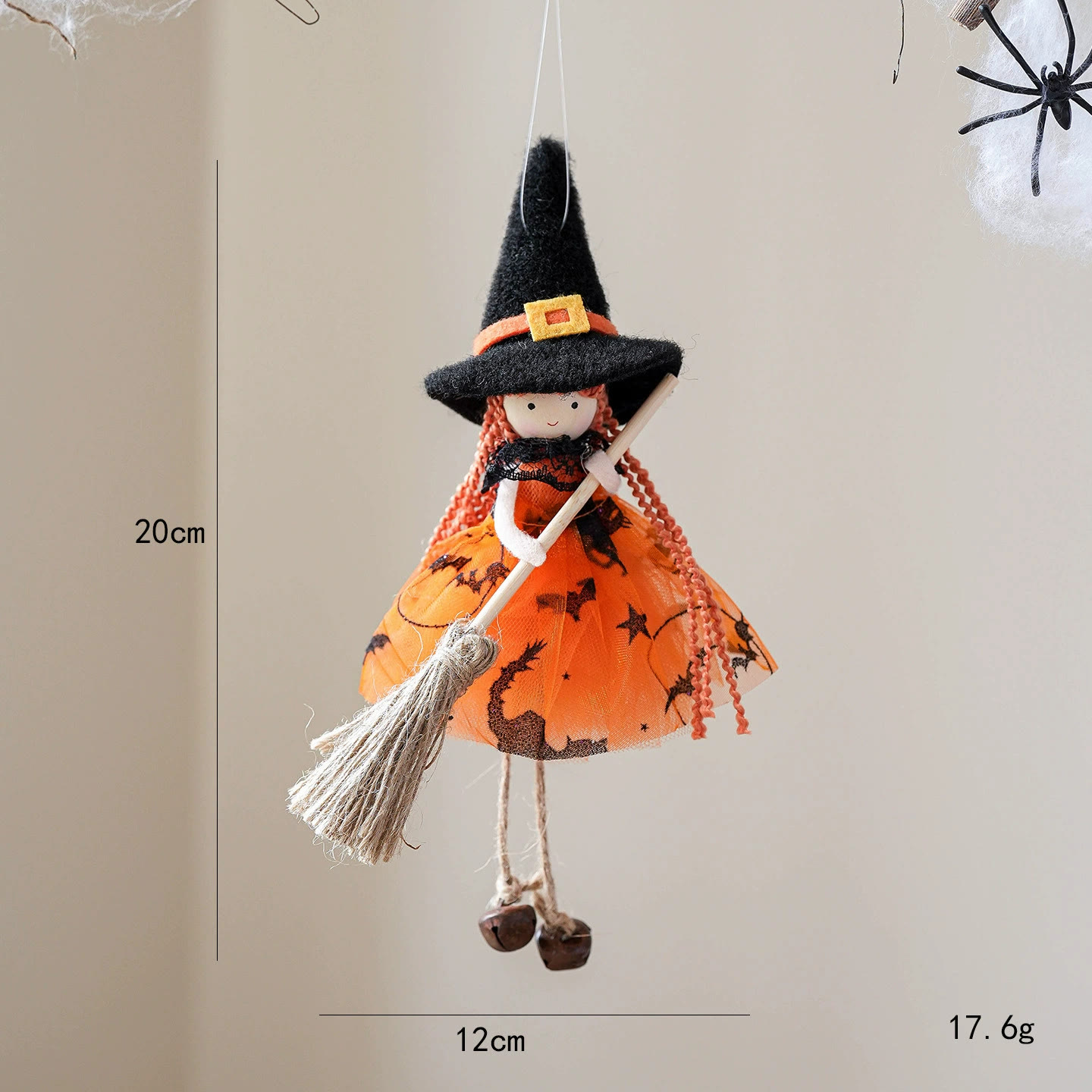 Rubbyoo 4pcs Halloween Witch Pendants - Fantasy Witch | Mysterious Holiday Design | Perfect Outdoor Decor  - Orange Wizard - image 4