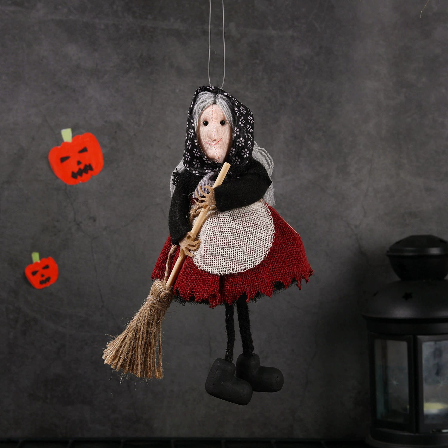 Rubbyoo  3pcs Witch Doll Halloween Pendants - Mystical Witch Doll | Halloween Party Supplies | Autumn Decorative Designs - Red Apron Witch - image 2