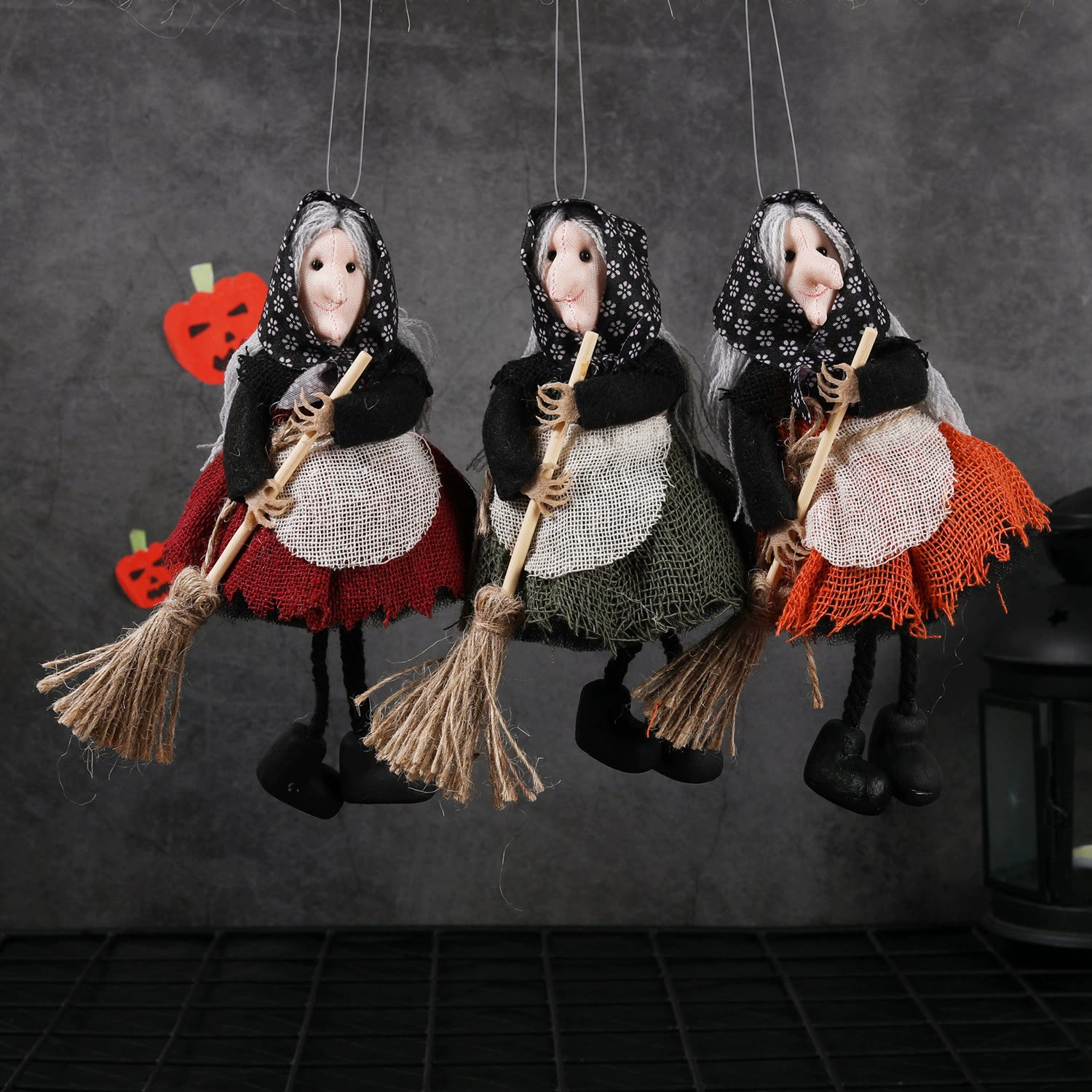 Rubbyoo  3pcs Witch Doll Halloween Pendants - Mystical Witch Doll | Halloween Party Supplies | Autumn Decorative Designs - Apron Witch Set - image 1