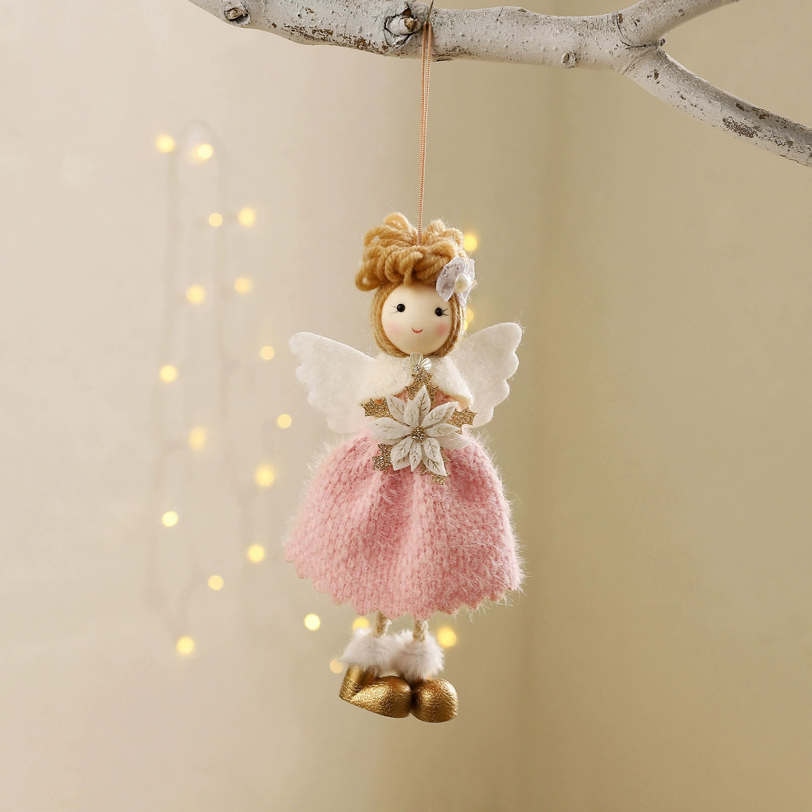 Rubbyoo 3 Pcs Angel Christmas Pendants - Snowflake Princess | Christmas Hanging Decor | Unique Birthday Gift For Kids - Pink - image 3