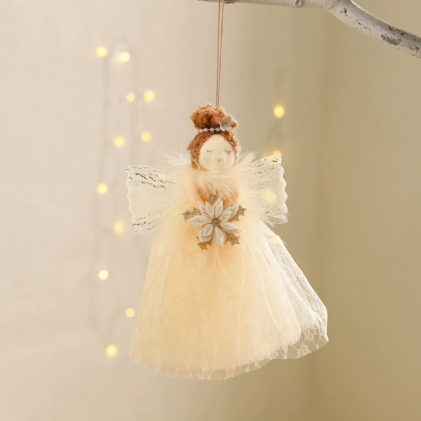 Rubbyoo 3 Pcs Christmas tree Ornaments - Little Graceful Bride | Unique Wedding Party Decor | Christmas Tree Pendant  - Champagne - image 3
