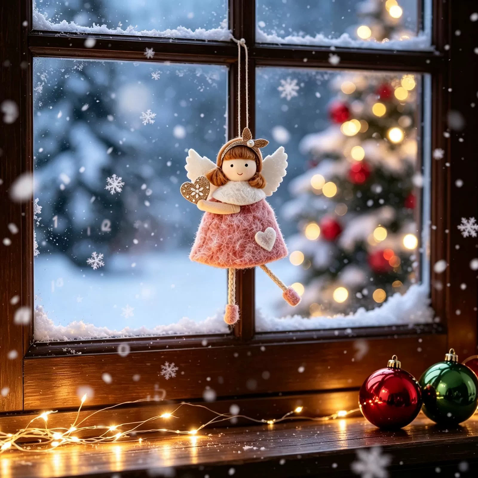 Rubbyoo 3 Pcs Angel Doll Ornaments - Sweet Girl | Christmas Doll Hanging | Cute Pendant Gift  - Pink - image 3