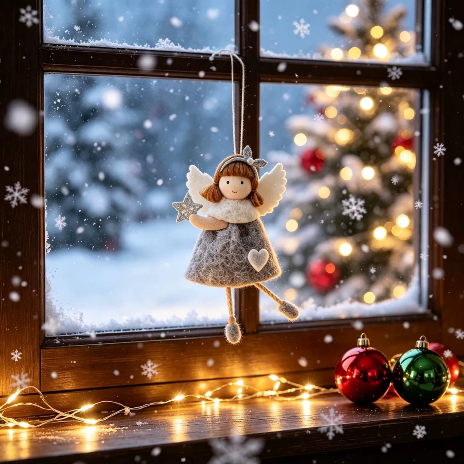 Rubbyoo 3 Pcs Angel Doll Ornaments - Sweet Girl | Christmas Doll Hanging | Cute Pendant Gift  - Gray - image 2