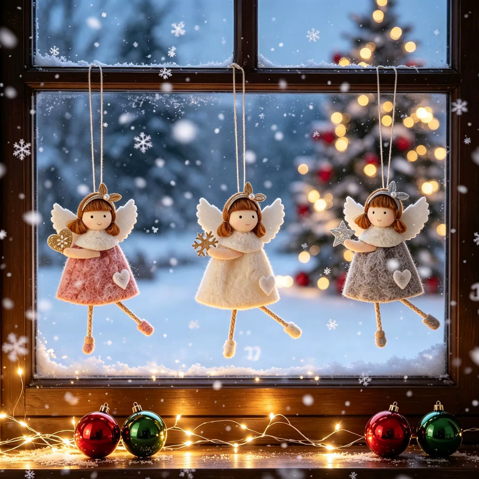 Rubbyoo 3 Pcs Angel Doll Ornaments - Sweet Girl | Christmas Doll Hanging | Cute Pendant Gift  - Lovely Girl Collection - image 1